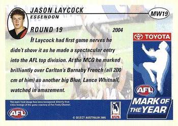 2005 Select Tradition AFL - Mark of the Week #MW19 Jason Laycock Back